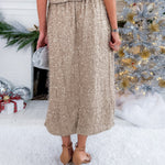 Greige Shimmer Maxi Skirt Molly Bracken