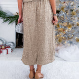 Greige Shimmer Maxi Skirt Molly Bracken