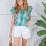 Greta Green Gingham Button Shirt PINCH