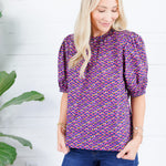 Greta Pink + Navy Geometric Top Pinch