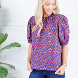 Greta Pink + Navy Geometric Top Pinch