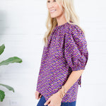 Greta Pink + Navy Geometric Top Pinch