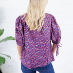 Greta Pink + Navy Geometric Top Pinch