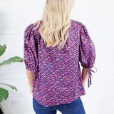 Greta Pink + Navy Geometric Top Pinch