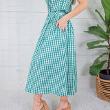 Gretchen Green Gingham Button Maxi Skirt Pinch