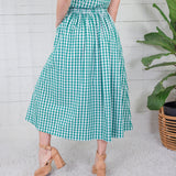 Gretchen Green Gingham Button Maxi Skirt Pinch