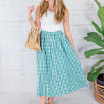 Gretchen Green Gingham Button Maxi Skirt Pinch