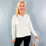 Grey Boxy Henley Sweatshirt Bobi