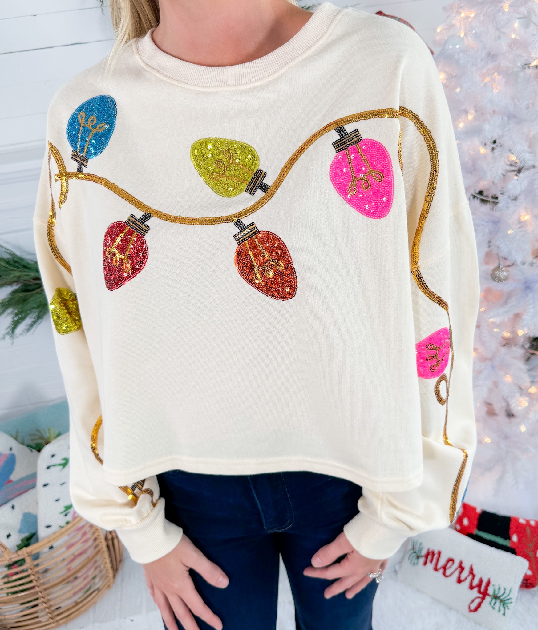 Griswold Cream Christmas Lights Sweatshirt