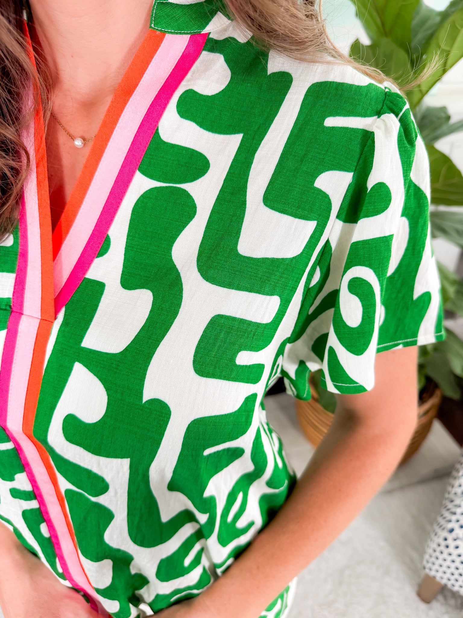Grover Green + Ivory Squiggle Top THML