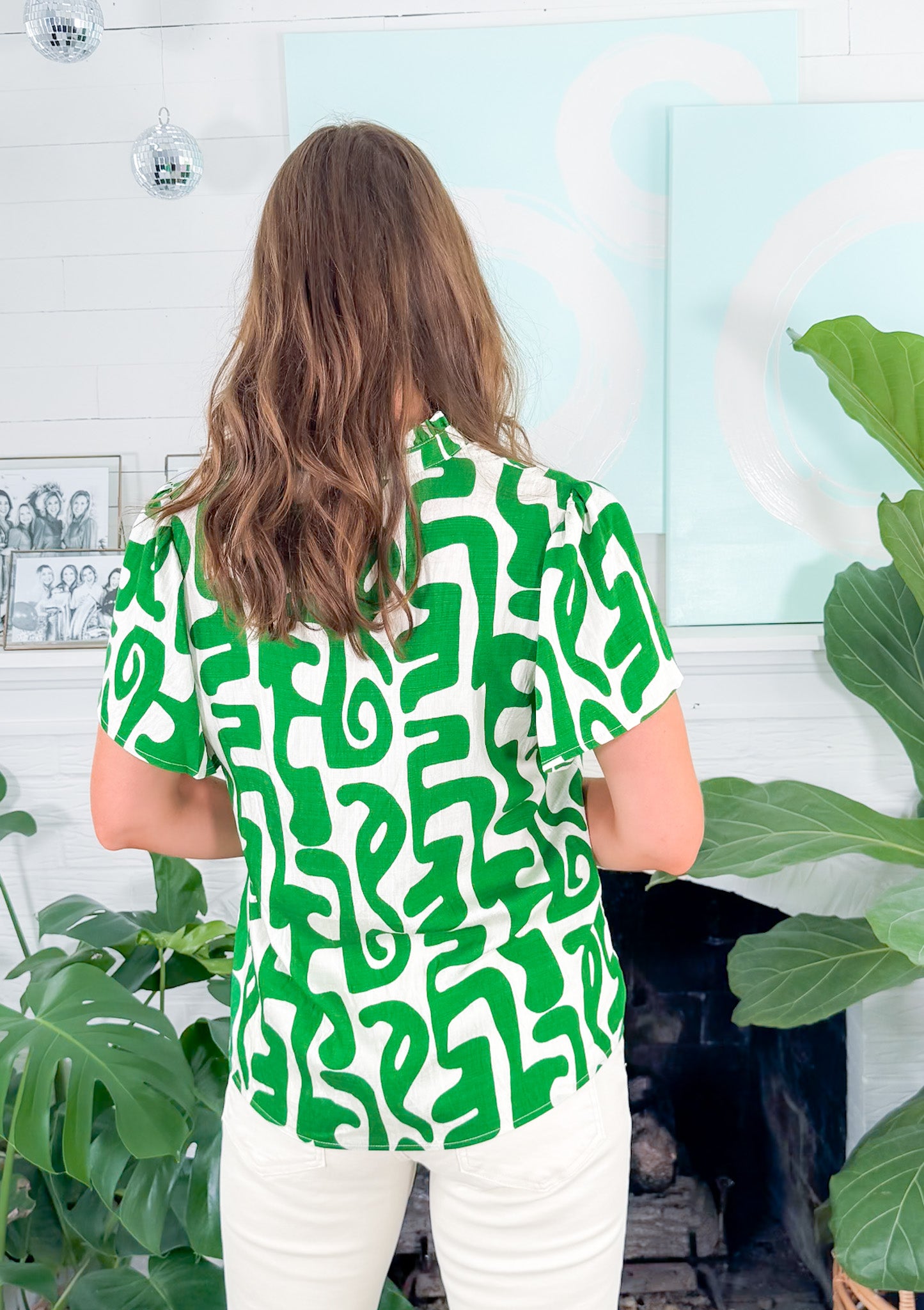 Grover Green + Ivory Squiggle Top THML
