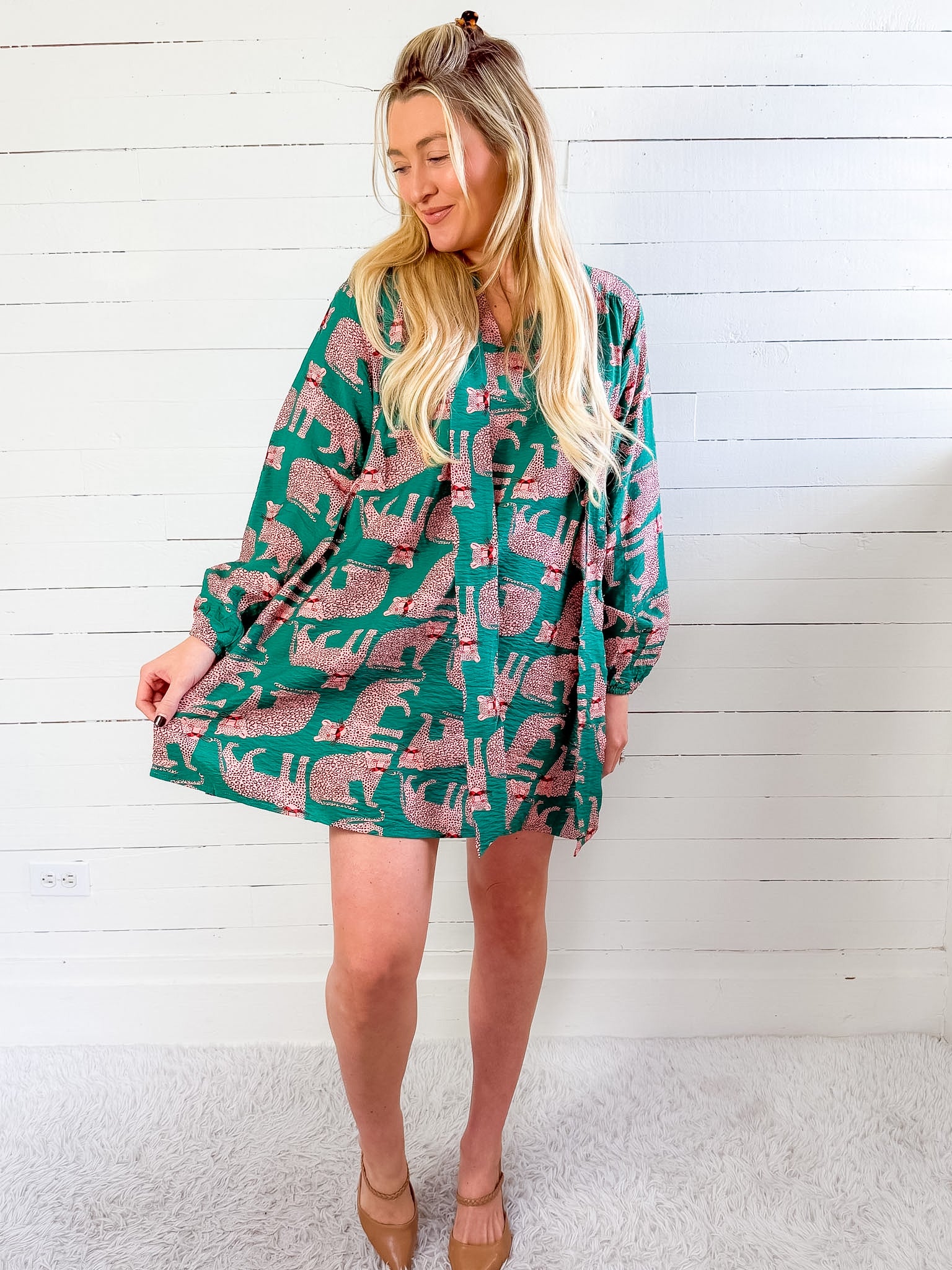 Grover Teal Leopard Mini Dress Compania Fantastica