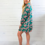 Grover Teal Leopard Mini Dress Compania Fantastica