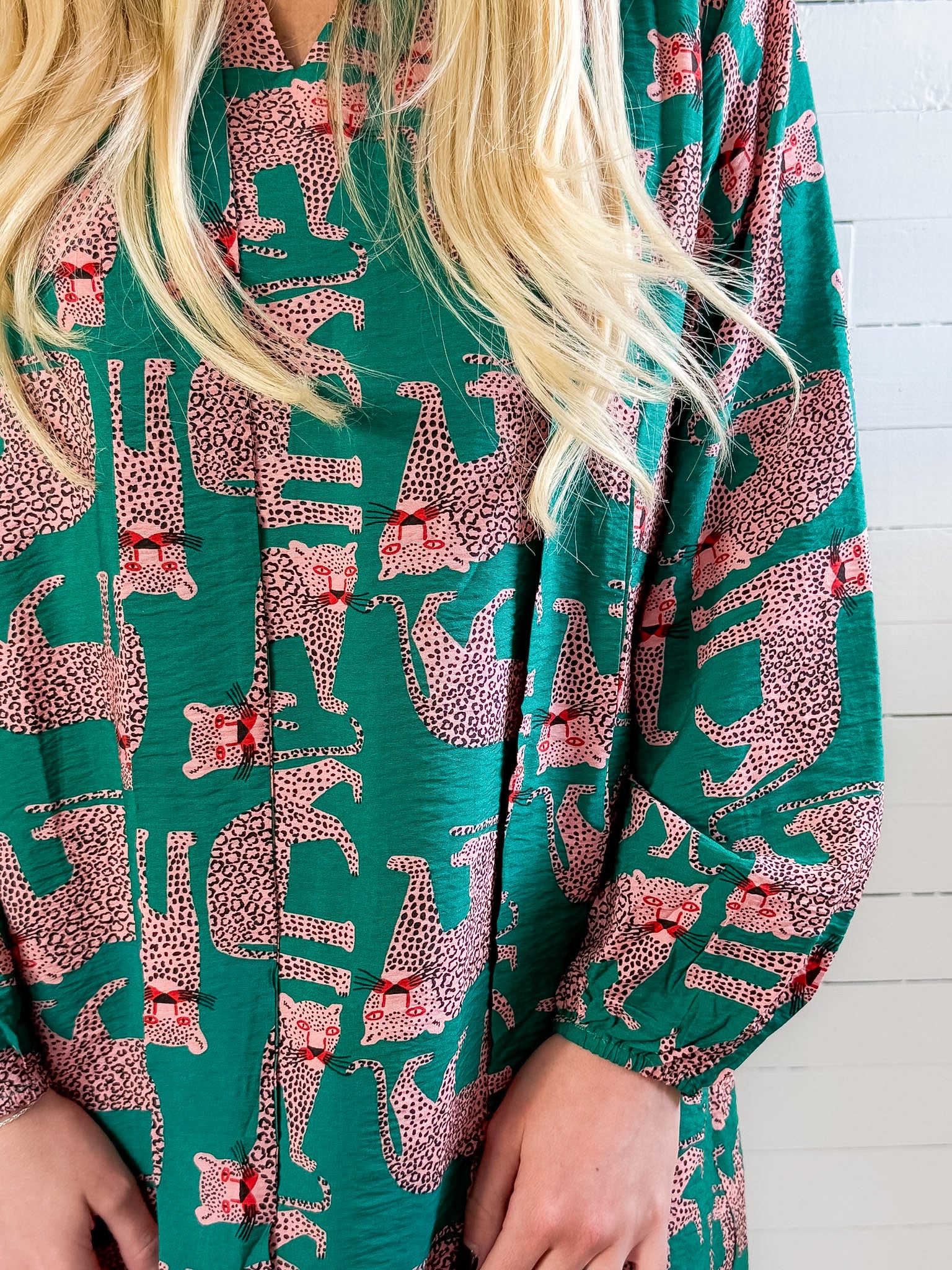 Grover Teal Leopard Mini Dress Compania Fantastica