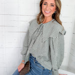 Gus Gingham Poplin Peter Pan Collar Top Karlie