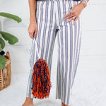 Gwen Navy + Ivory Stripe Wide Leg Slouchy Jean Kut
