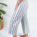 Gwen Navy + Ivory Stripe Wide Leg Slouchy Jean Kut