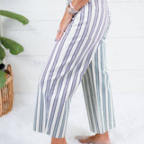 Gwen Navy + Ivory Stripe Wide Leg Slouchy Jean Kut