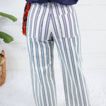 Gwen Navy + Ivory Stripe Wide Leg Slouchy Jean Kut