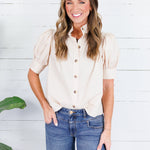 Hadley Ecru Stand Collar Top Entro