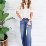 Hadley Ecru Stand Collar Top Entro