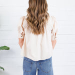 Hadley Ecru Stand Collar Top Entro