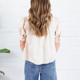Hadley Ecru Stand Collar Top Entro