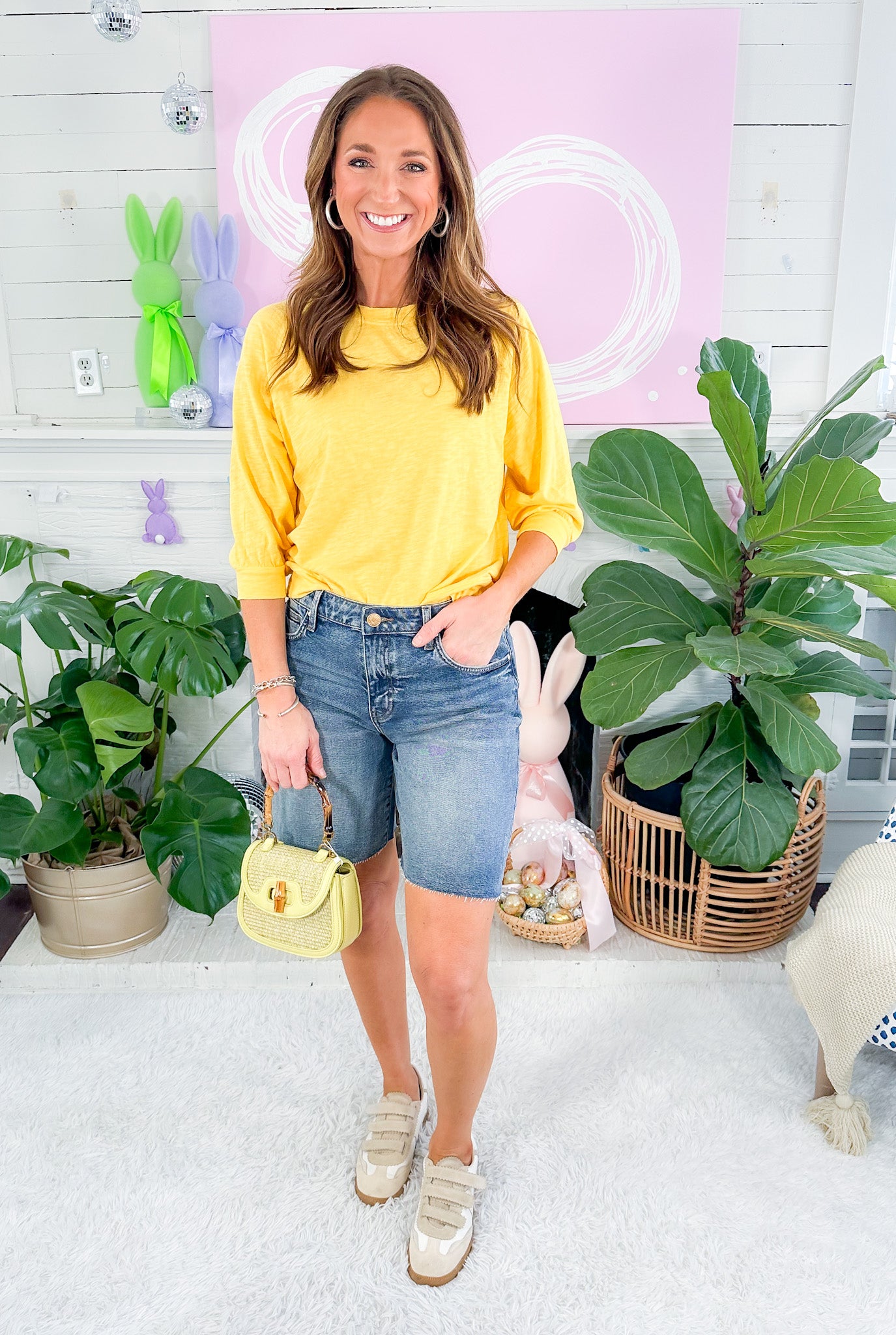 Hailey Vigor High Rise Long Bermuda Shorts KUT 