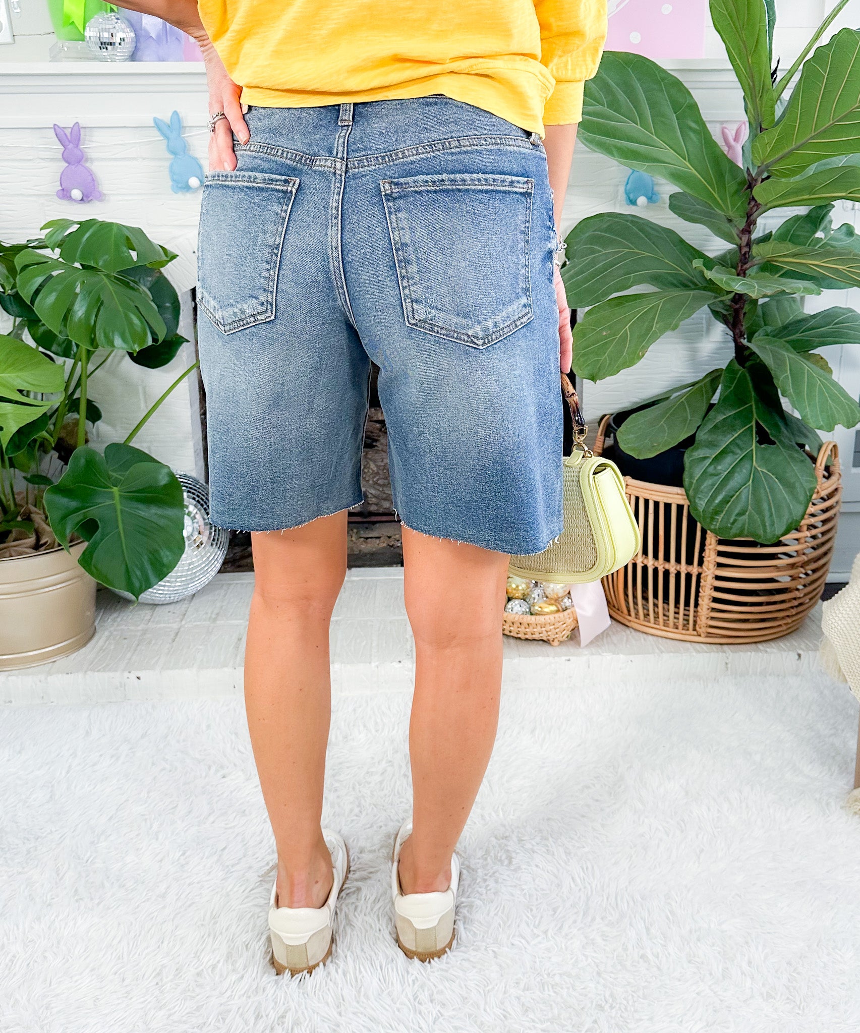 Hailey Vigor High Rise Long Bermuda Shorts KUT 