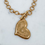 Hammered Metal Abstract Heart Pendant Necklace 