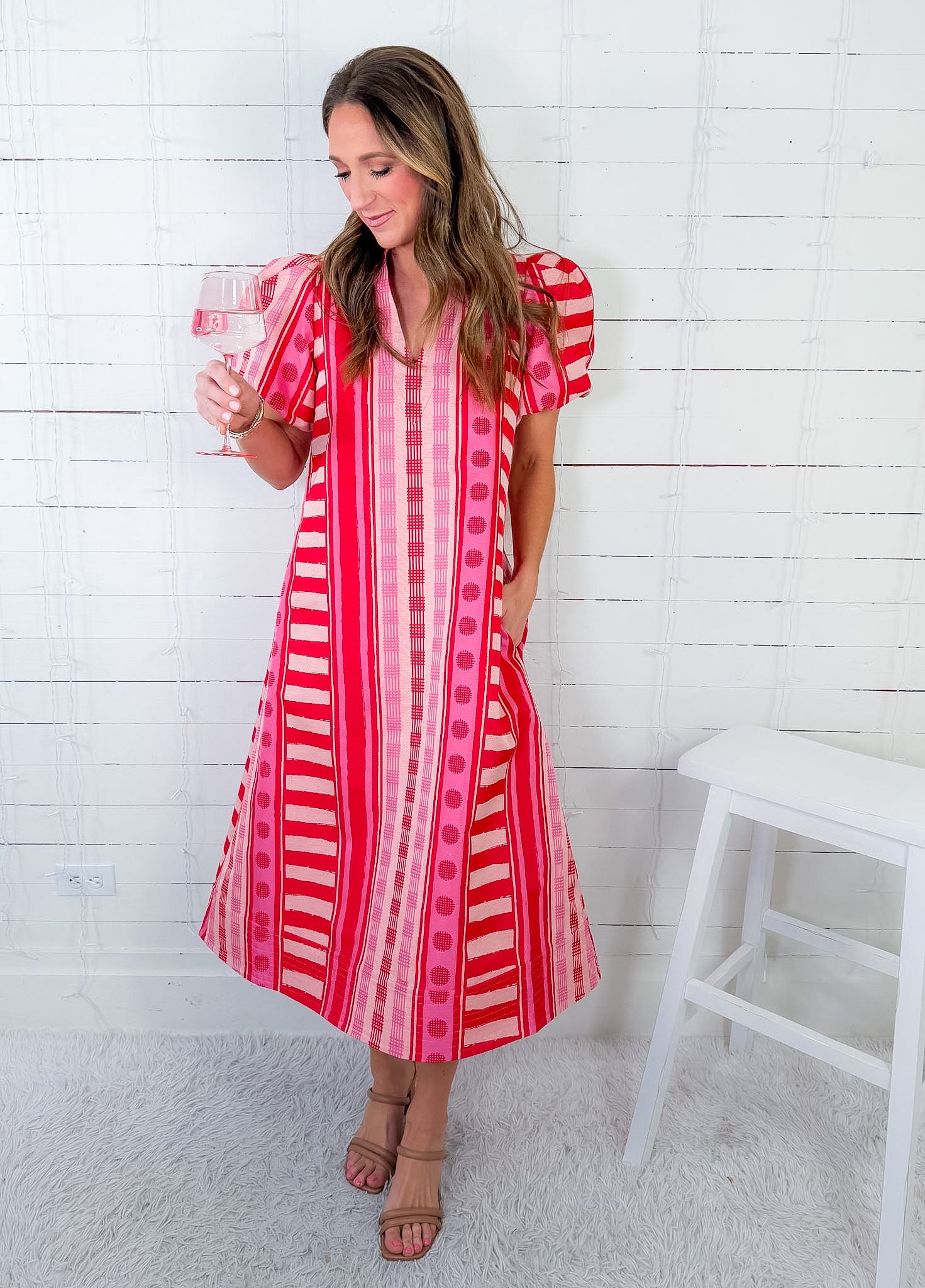 Hampton Peach Jubilee Midi Dress Emily Mccarthy