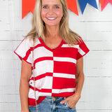 Hannah Crimson + White Sweater Vest Mary Square 