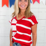 Hannah Crimson + White Sweater Vest Mary Square 
