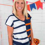 Hannah Navy + Orange Sweater Vest Mary Square