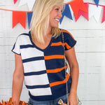 Hannah Navy + Orange Sweater Vest Mary Square