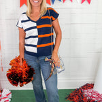 Hannah Navy + Orange Sweater Vest Mary Square