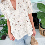 Harden Cream Eyelet Top THML