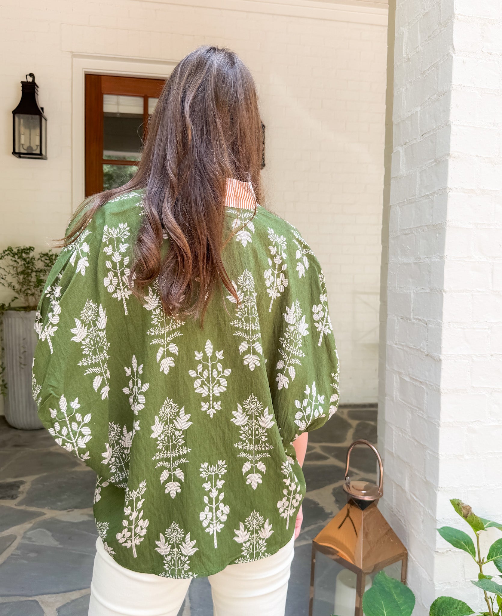Harding Olive + Ivory Popover Top Entro