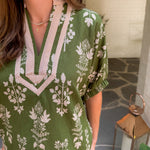 Harding Olive + Ivory Popover Top Entro