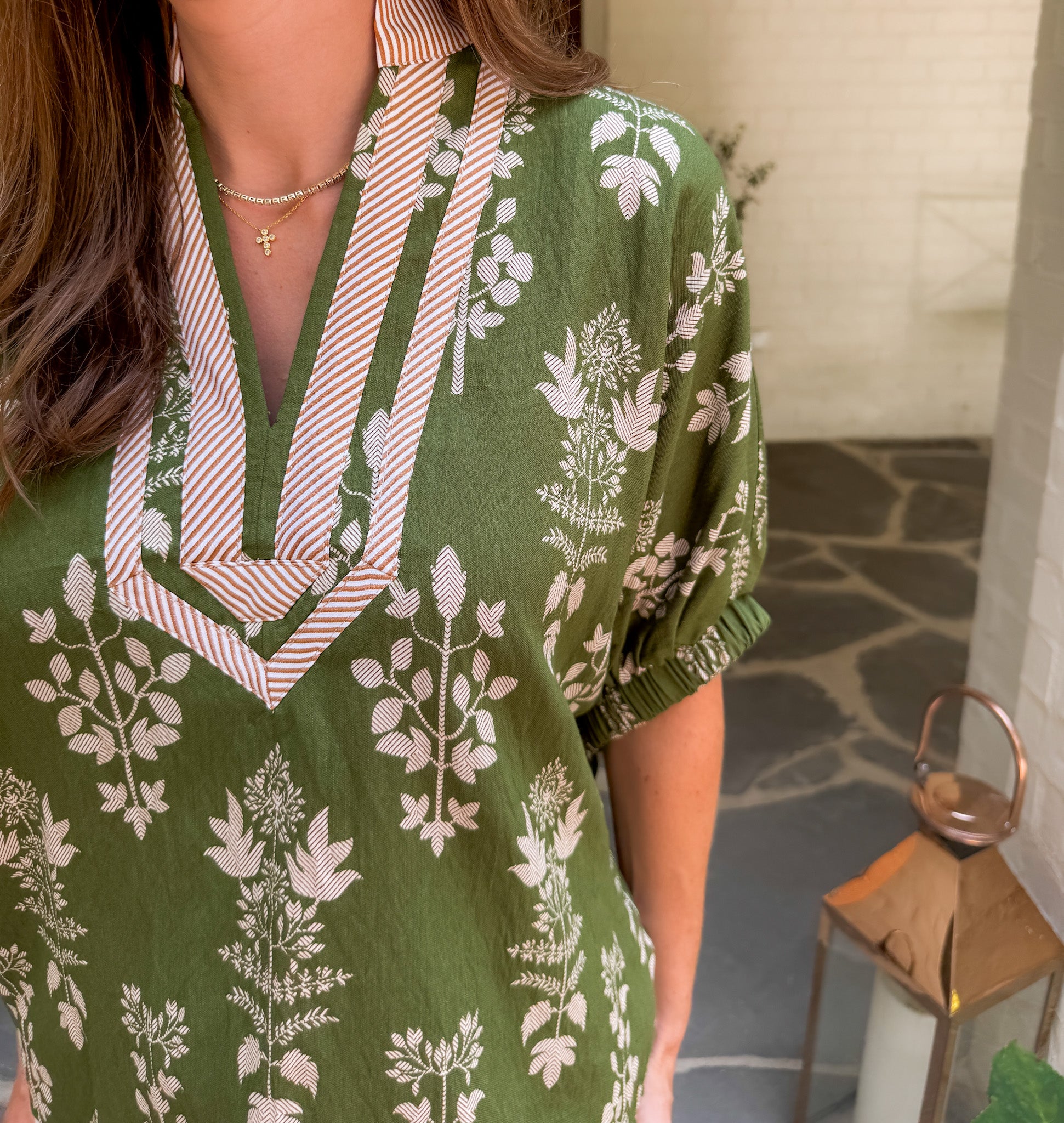 Harding Olive + Ivory Popover Top Entro