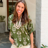 Harding Olive + Ivory Popover Top Entro