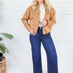 Hargett Camel Faux Suede Bubble Hem Jacket Skies are Blue