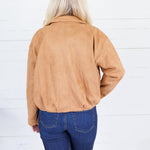 Hargett Camel Faux Suede Bubble Hem Jacket Skies are Blue