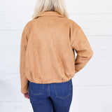 Hargett Camel Faux Suede Bubble Hem Jacket Skies are Blue