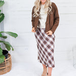 Hargett Chocolate Faux Suede Bubble Hem Jacket Skies are Blue