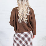 Hargett Chocolate Faux Suede Bubble Hem Jacket Skies are Blue