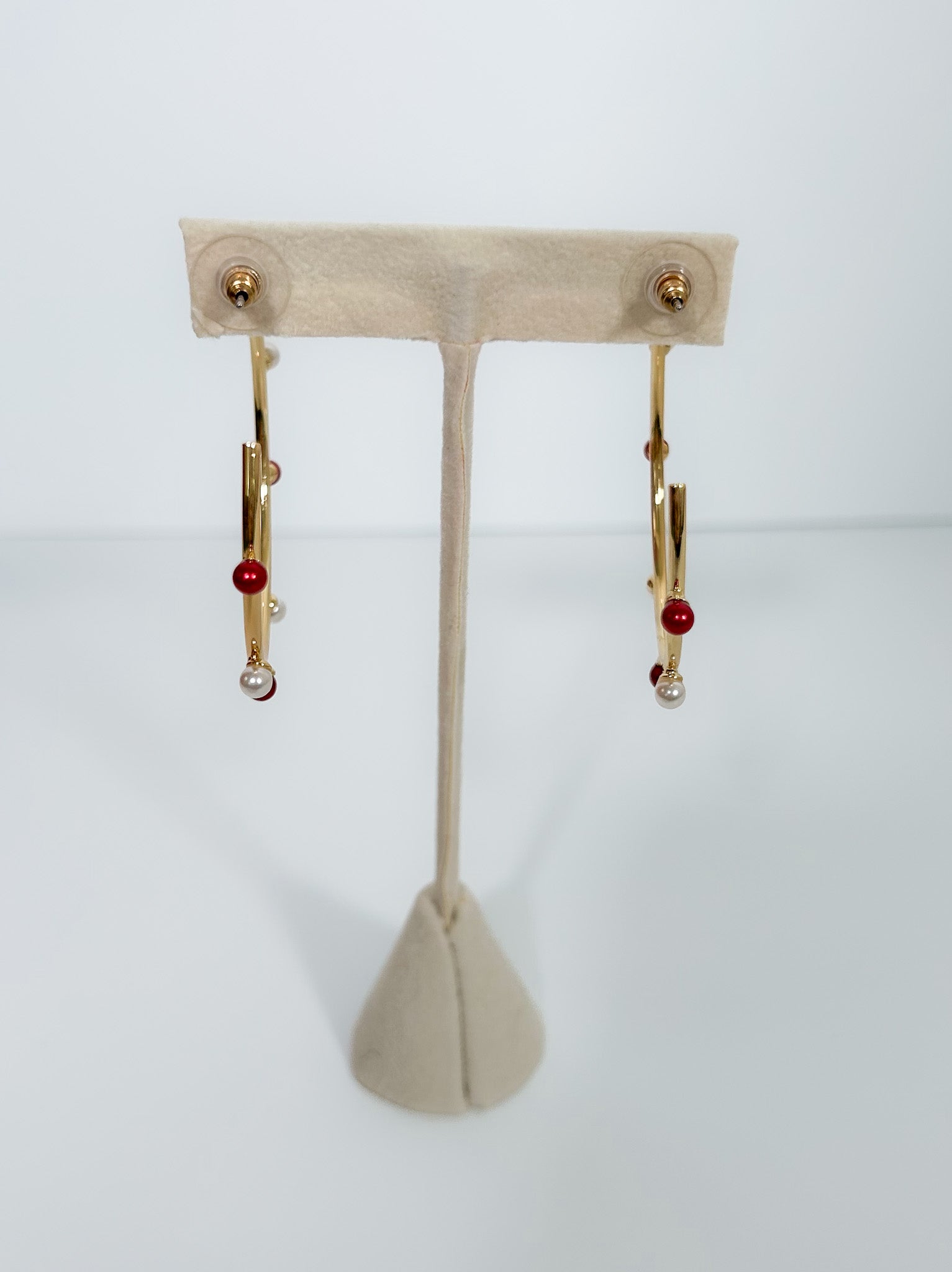 Harlow Crimson + White Dotted Hoop Earrings Mary Square