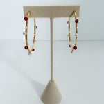 Harlow Crimson + White Dotted Hoop Earrings Mary Square