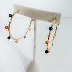 Harlow Navy + Orange Dotted Hoop Earrings Mary Square