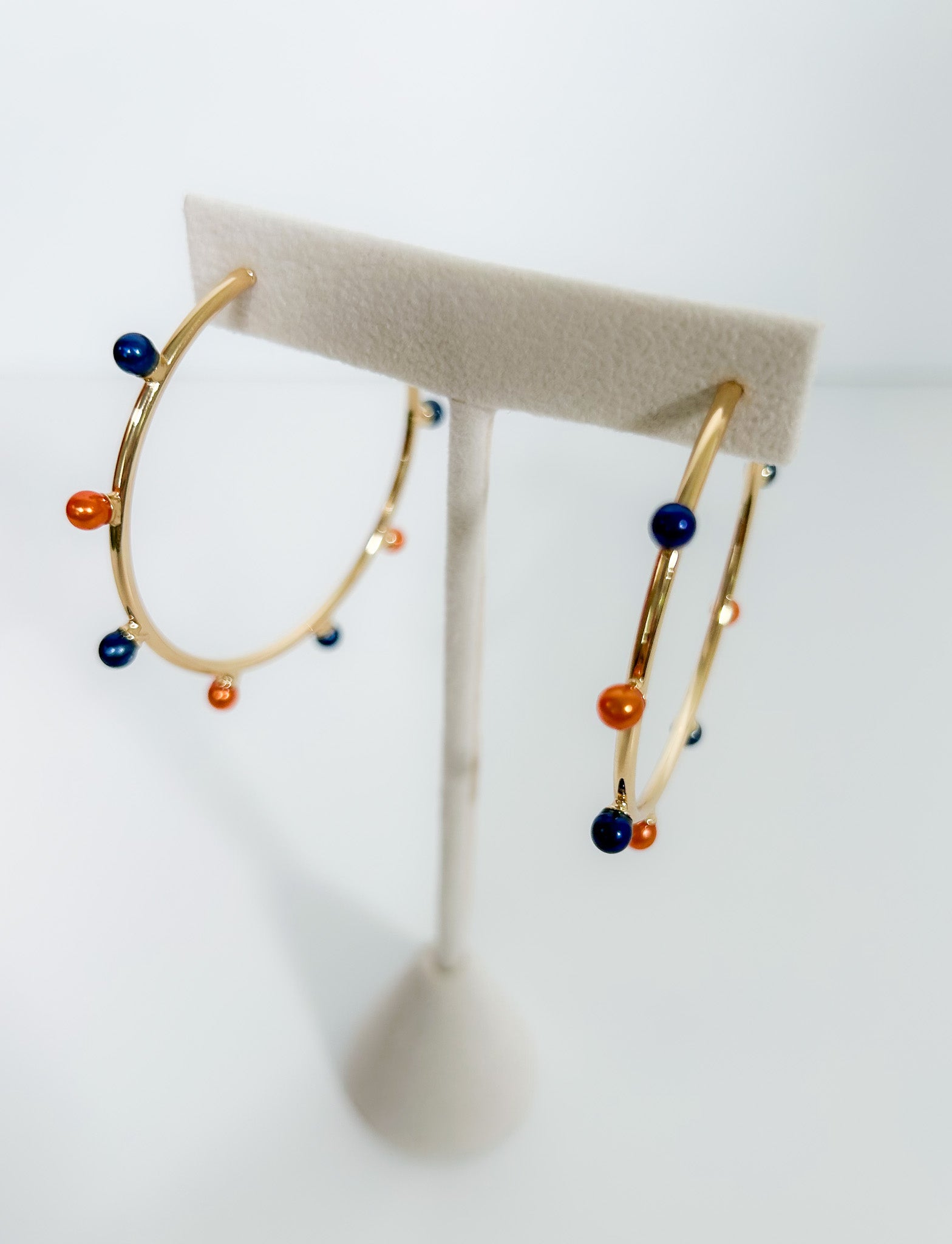 Harlow Navy + Orange Dotted Hoop Earrings Mary Square